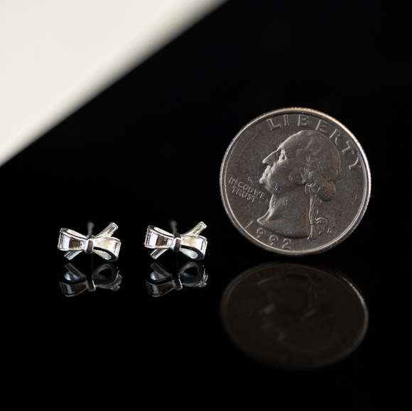 Silver Bow Studs - Picture 6 of 6
